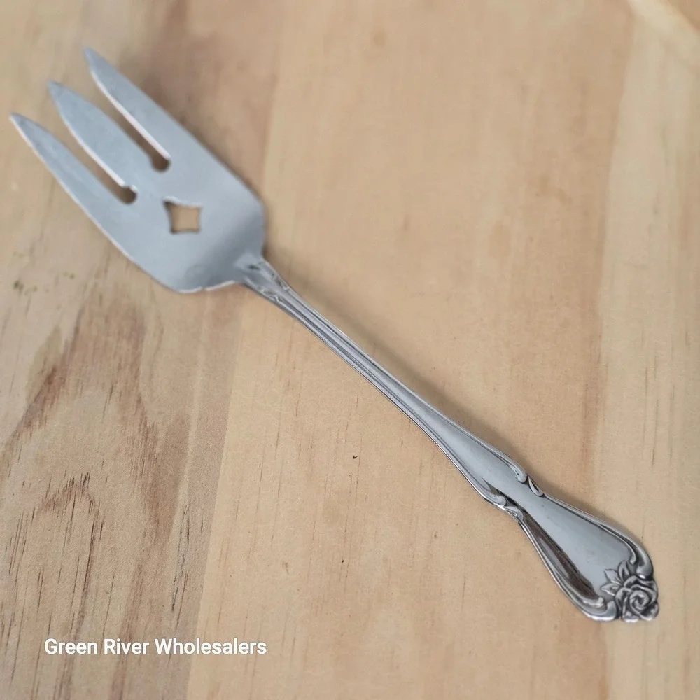 1881 Rogers‎ Stainless Serving Meat Fork Oneida Ltd Arbor Rose True Rose Handle